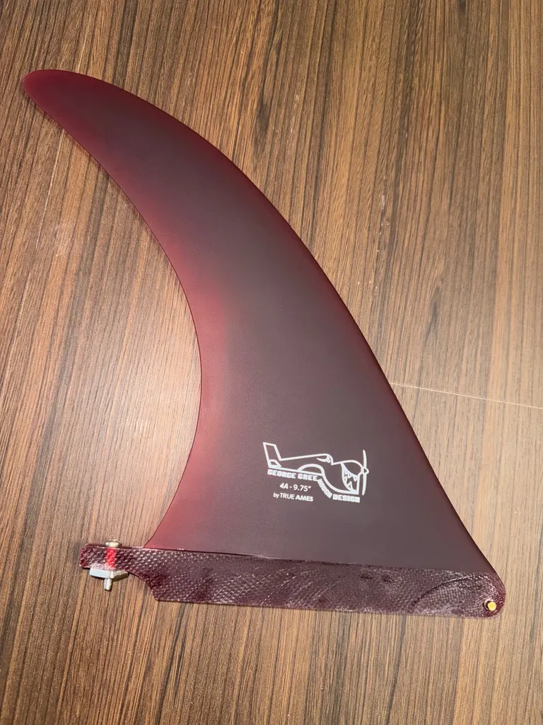 New True Ames Greenough 4A 9.75" Single Longboard Fin Red - Image 1